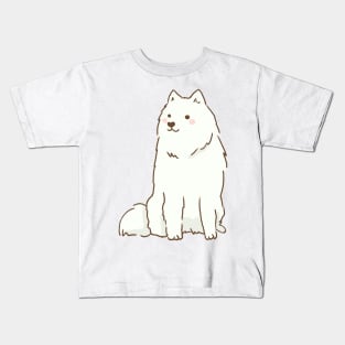 Cute samoyed dog sitting Kids T-Shirt